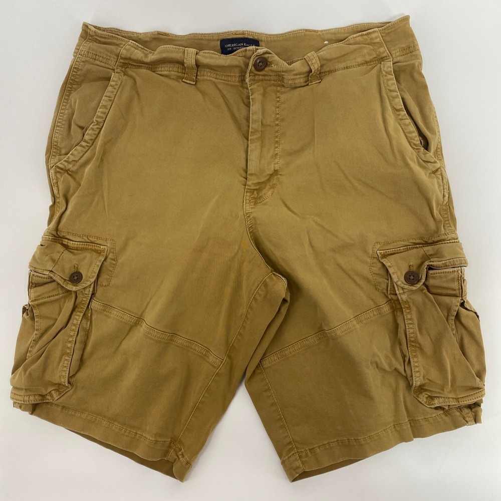 American Eagle Cargo Shorts Mens 38 Khaki Tan Extreme Flex Utility Outdoors Y2K